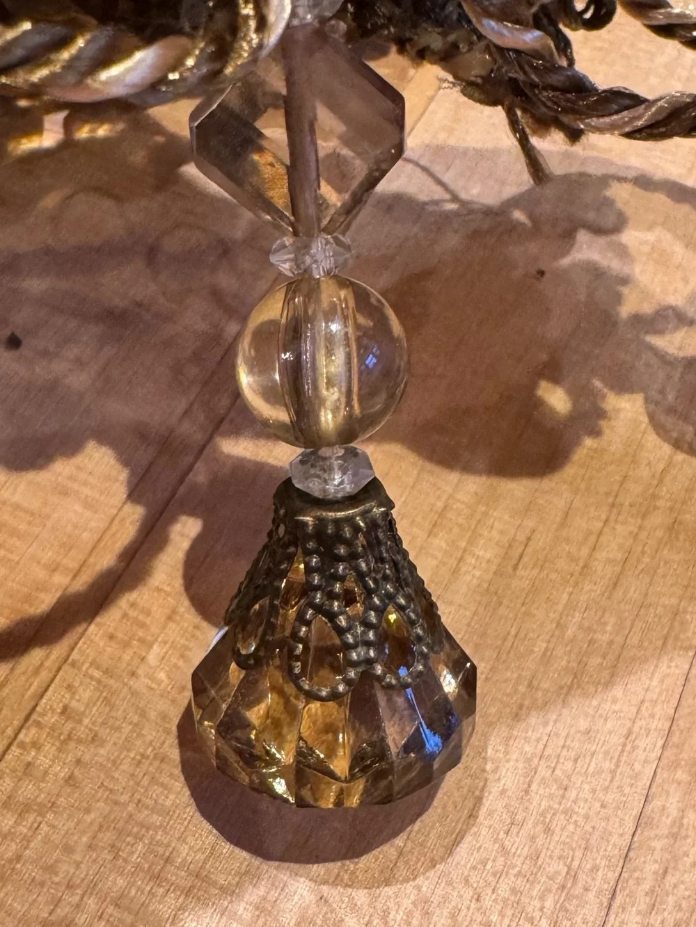 Vintage French Passementerie Braid sewing trim with Amber Crystal Drops